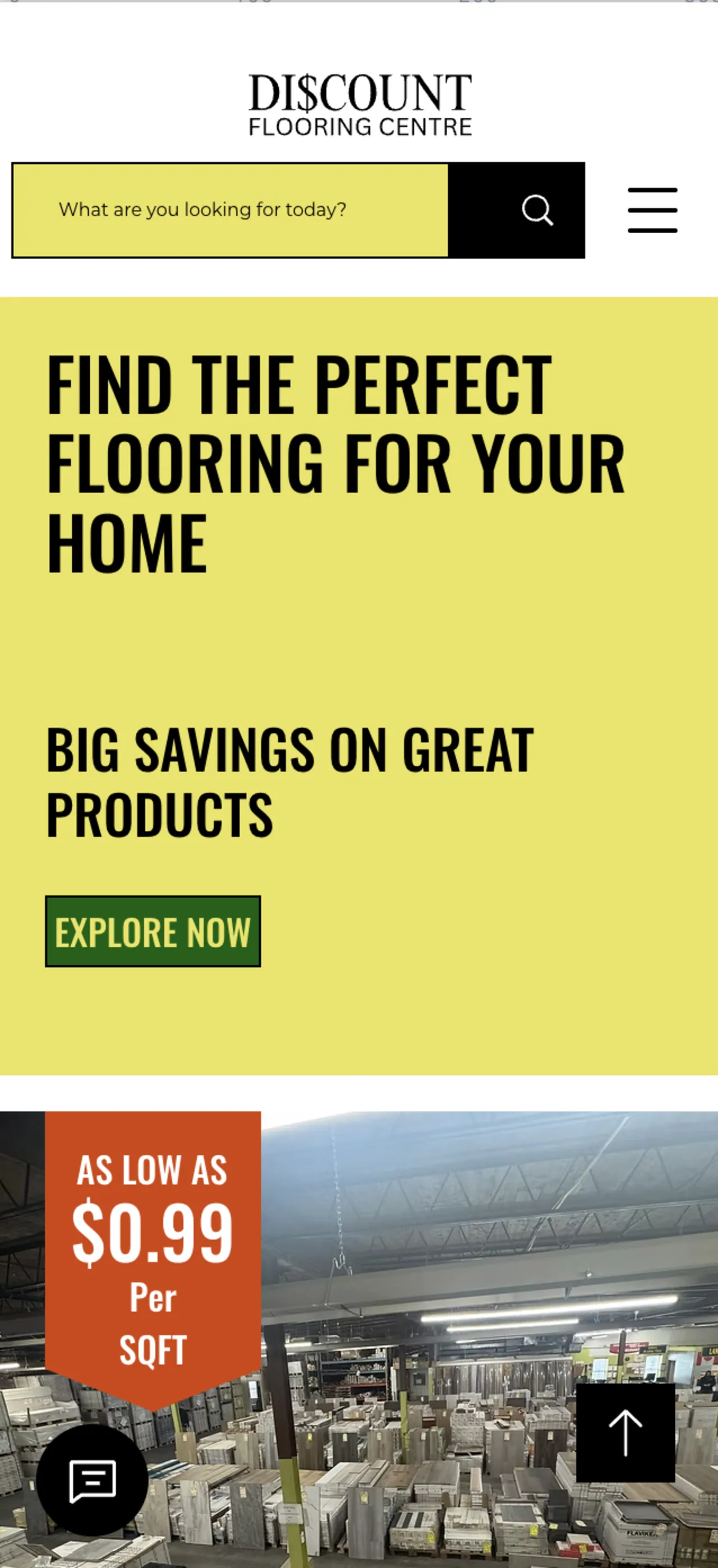 Discount Flooring Moncton website - responsive mobile view