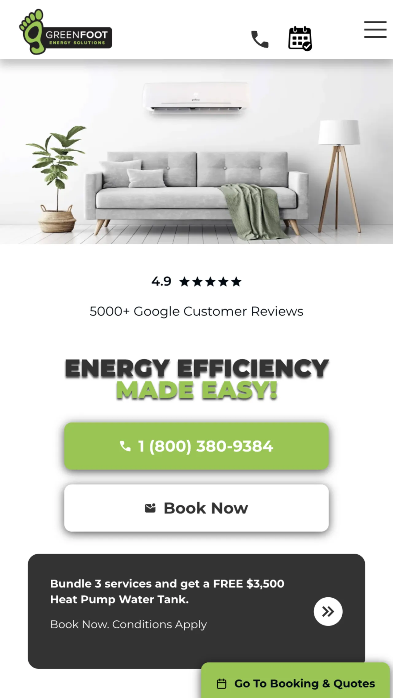 Greenfoot Energy Solutions website - responsive mobile view