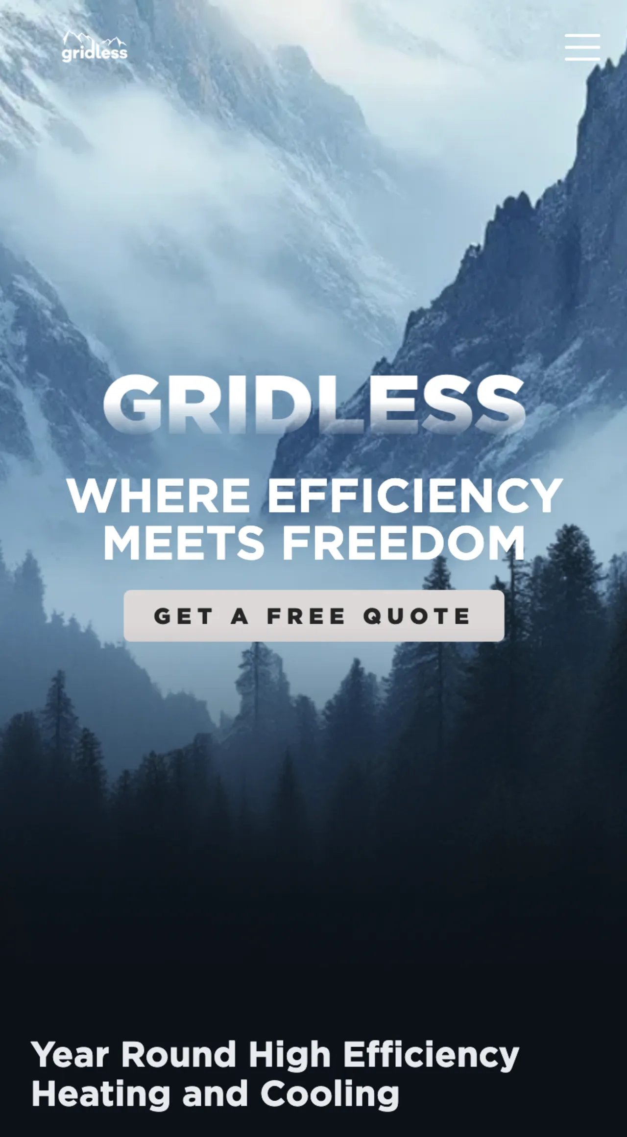 Gridless sustainable energy website - responsive mobile view
